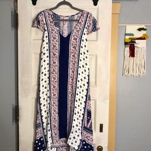 Adorable, long, patterned dress